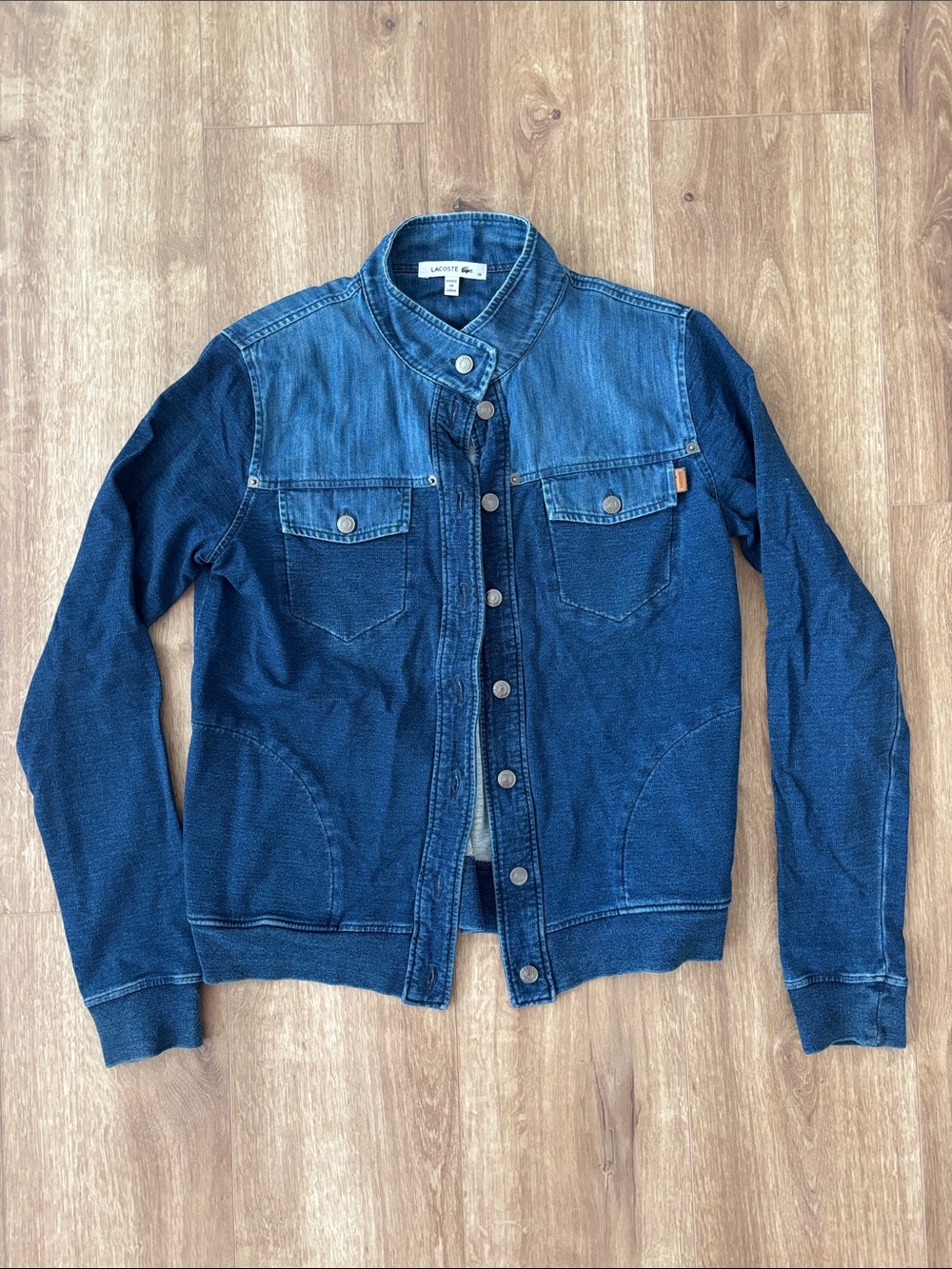 Lacoste women’s Two-Tone Indigo Denim Shirt Jacket